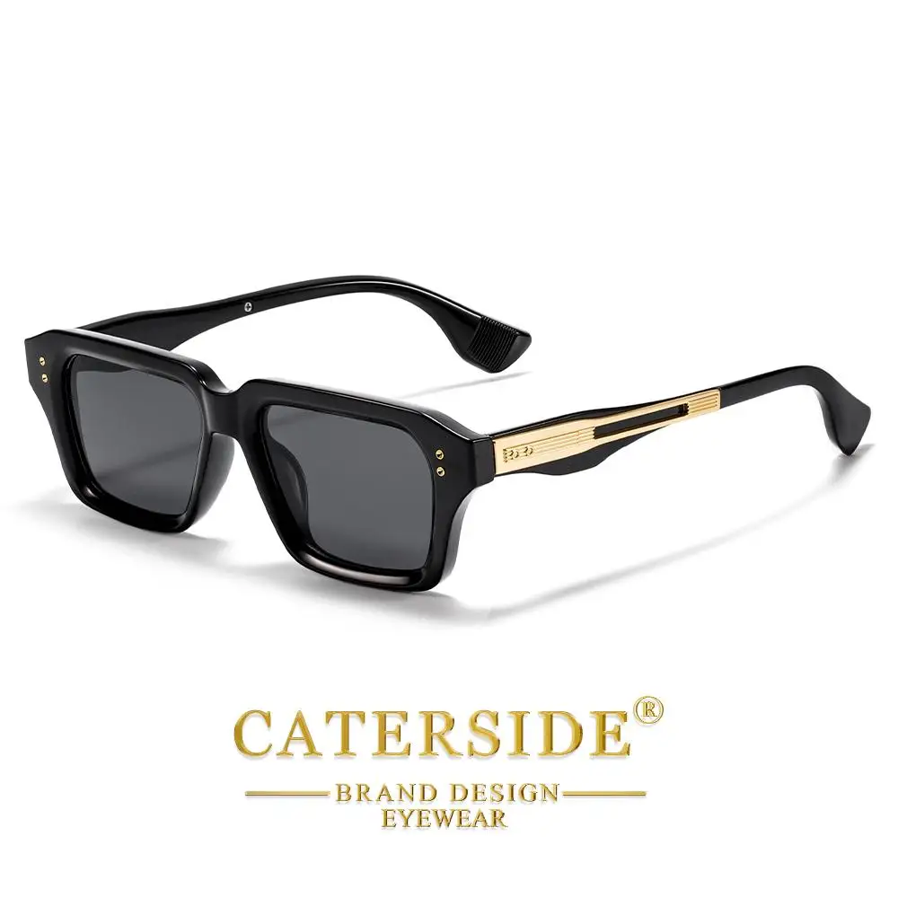 CATERSIDE Neue quadratische Sonnenbrille für Herren, Premium-PC-Rahmen mit Metallbügel, UV400, für Damen, Retro-Mode, Fahrdekoration, Brillen – Detail 18