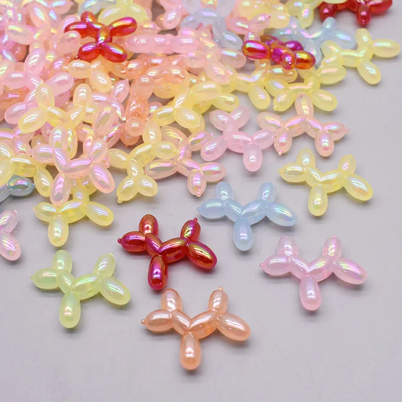 28mm 5pcs/bag Acrylic Beads Colorful Stereo Lovely Animal Balloon Dog Loose Beaded DIY Handmade DIY Bracelets Mobile phone chain