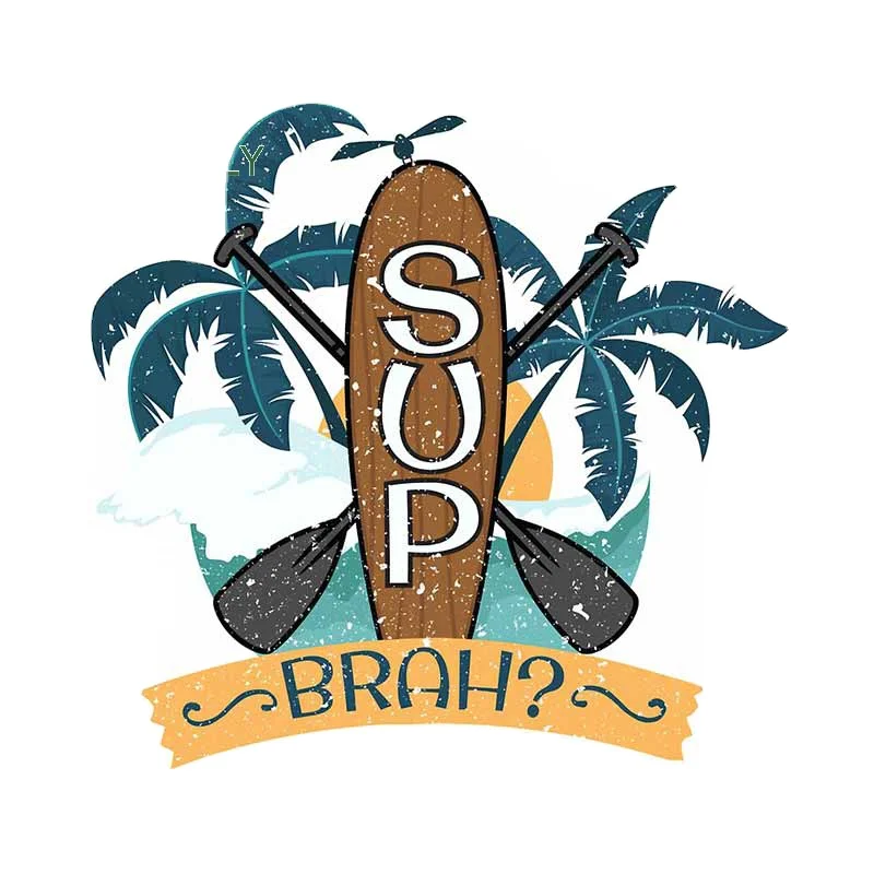 

13 X 12.6cm Creative Stand Up Paddle Boarding Sup Brah Car Sticker Vinyl Waterproof Decal Car Door Windows Decoration