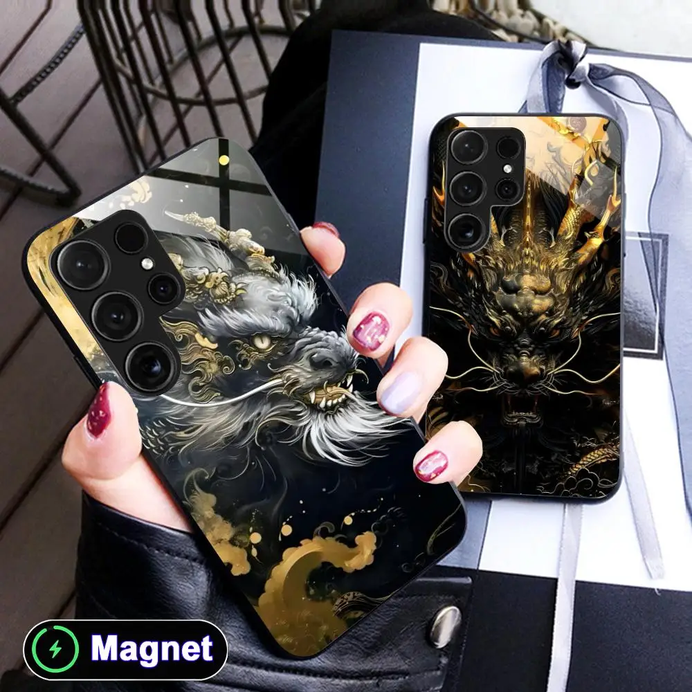 

Golden Dragon Phone Case for Samsung Galaxy S26 S25 S24 S23 S22 S21 S20 Note20 Plus FE Ultra Glass Magnet Cover