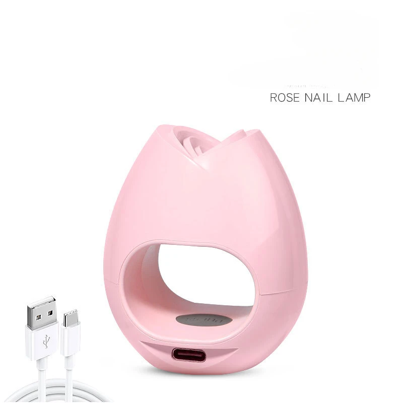 Draagbare Nageldroger Enkele Vinger Led UV-Nagellamp Met Usb-Kabel Roze Wit Uitgeharde Nail Art Manicure Machine 4 Stuks Kralen Snel Droog