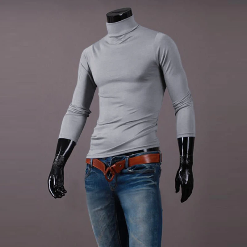 Thermal Underwear Tops Men Winter Clothes Thermal Shirt Autumn Men's Winter Tights High Neck Thin Slim Fit Long Sleeve T-shirt