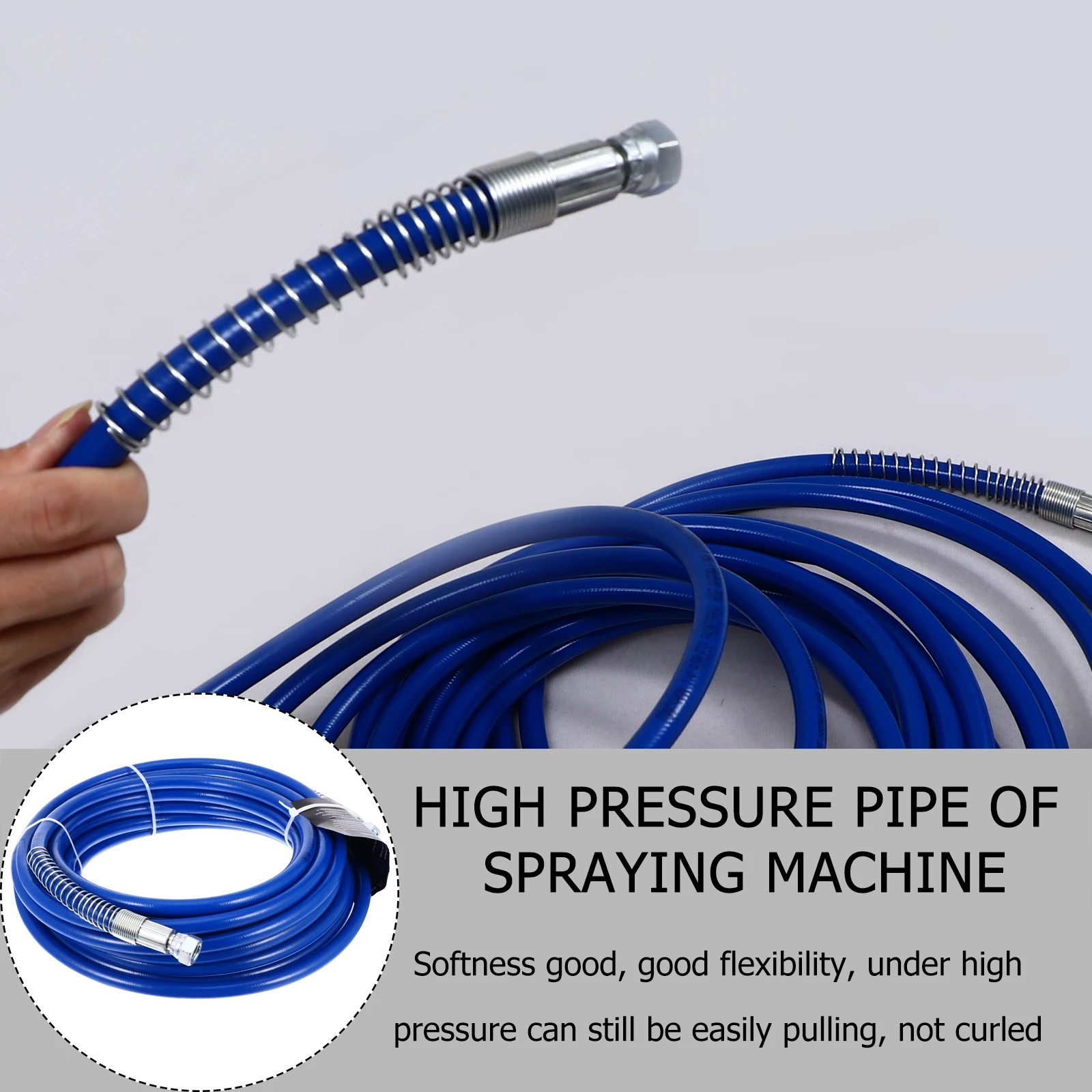 

Airless Paint Hose 1/4 Inch High Pressure Pipe Blue Flexible Spray Tube Corrosion Resistant Conductive Strip Paint