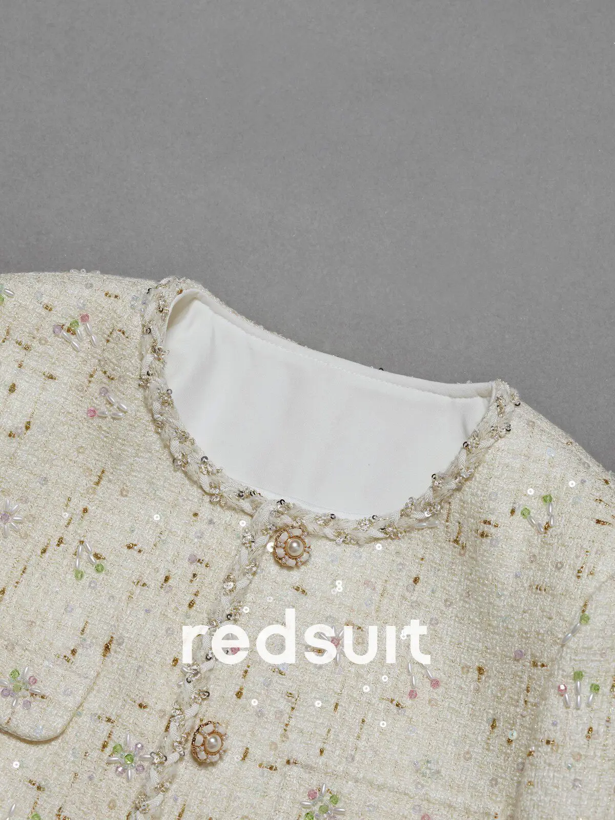 New Gaoding White Heavy duty Nail Bead Coat Exquisite  Elegant Short Top Custom Size