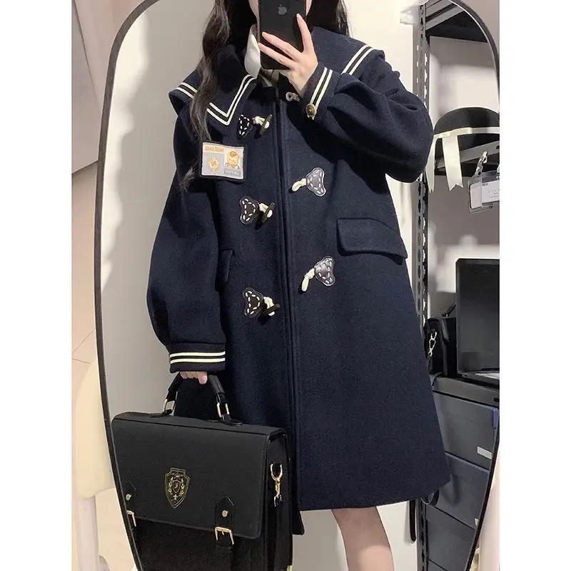 

Japan Winter School Coat For Commuting, Cute Horn Button Haunted Coat