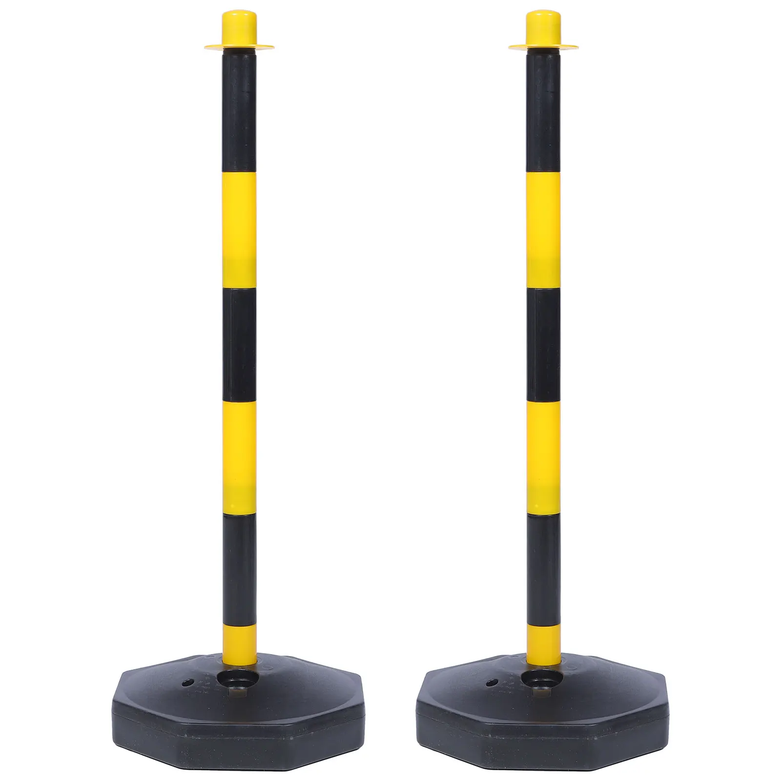 2Pcs Water Injection Warning Columns Safety Cones Plastic Bollard Traffic Delineator Garage Parking Assist Yellow Barrier