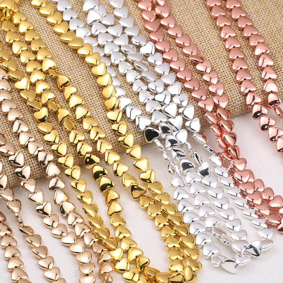 Roségold Farbe herzförmige Hämatit 8mm Naturstein Abstand halter lose Perlen für DIY Schmuck Herstellung Armband Halsketten Zubehör