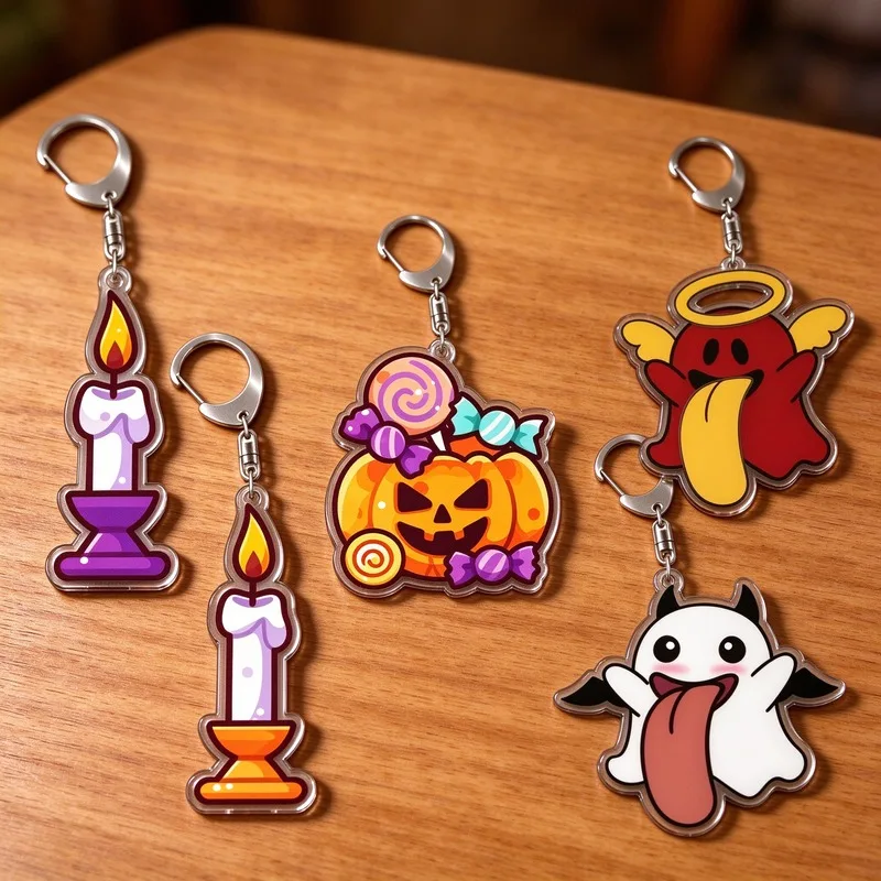 Dark Aesthetic Vintage Halloween Eerie Macabre Cute Spooky Double Sided Printed Smooth Edge Acrylic Keychain 5cm