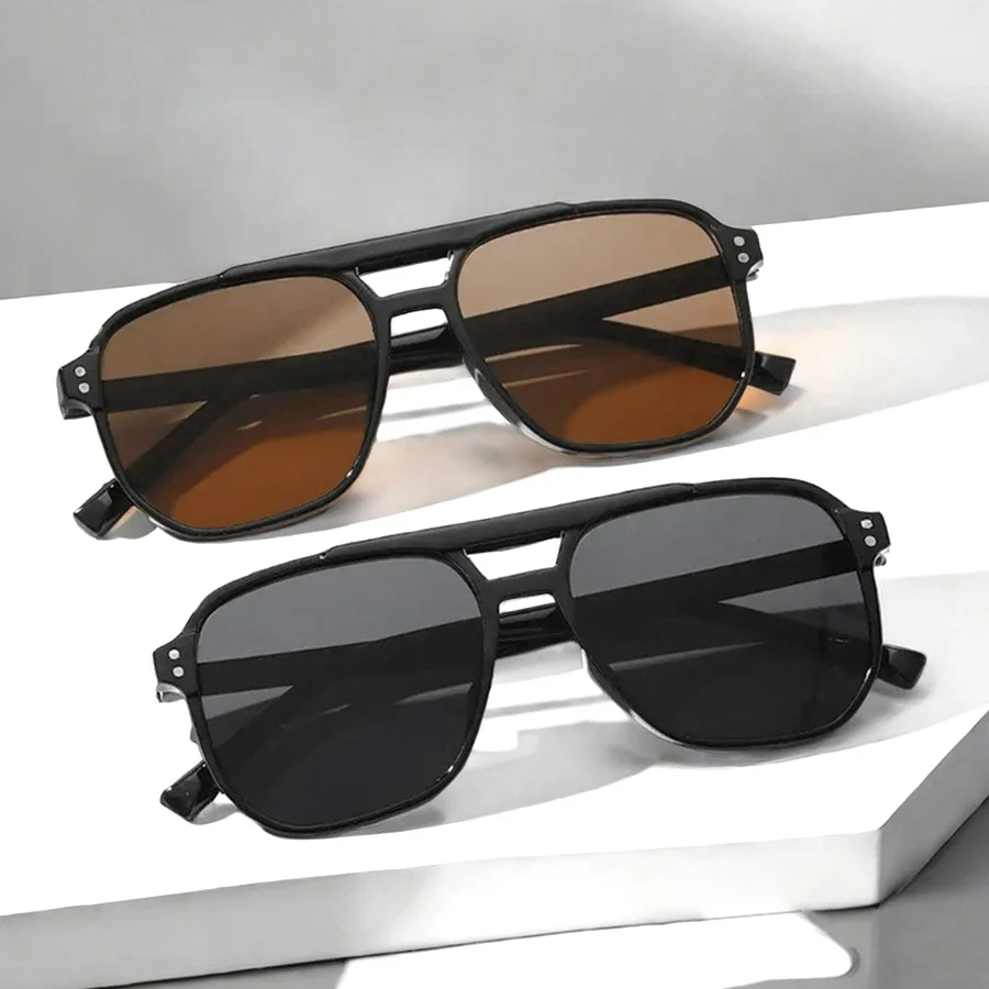 2PCS Women Geometric Frame Multicolor Sunglasses Daily Holiday Street Photo Shoot Summer Beach Decoration Glasses Neutral Style