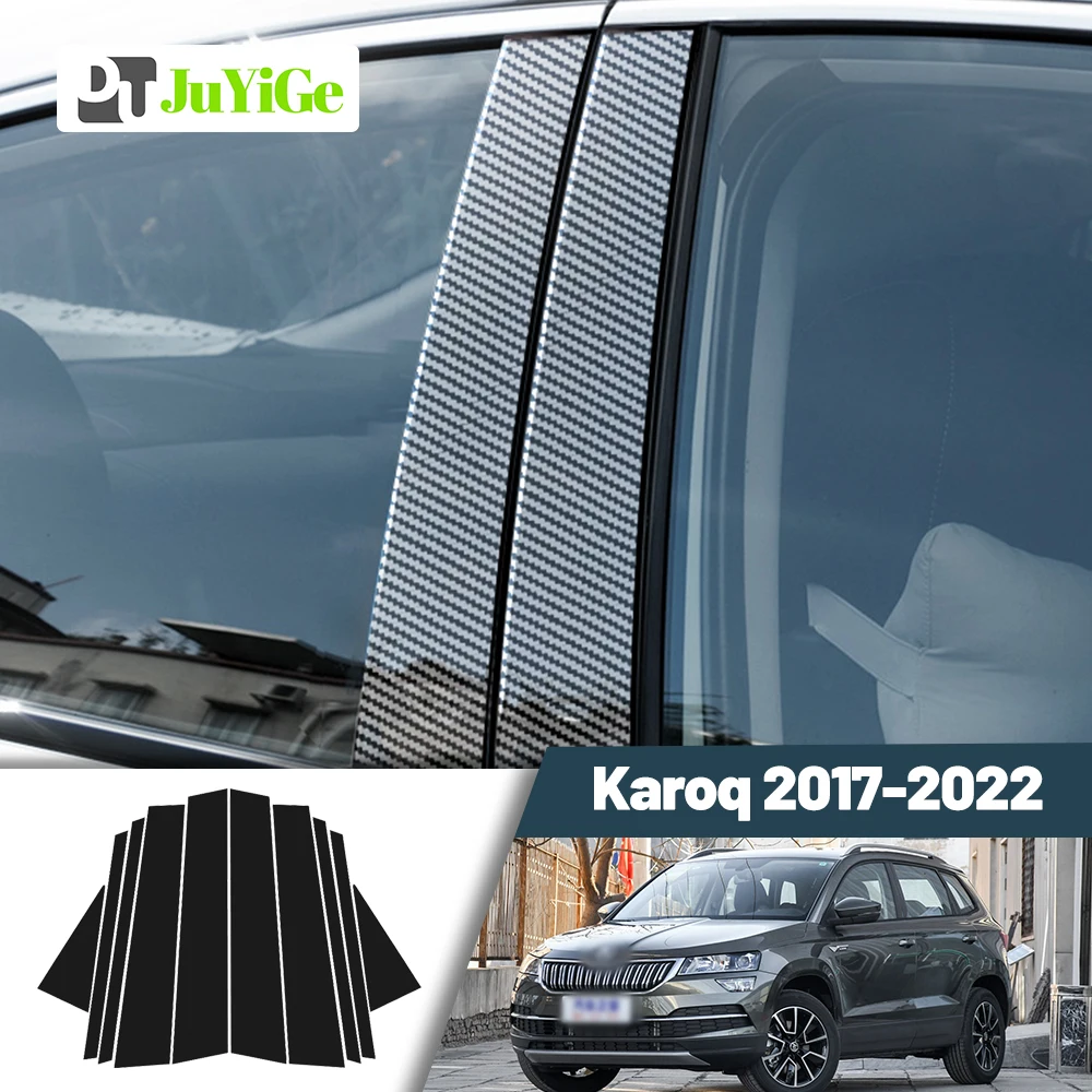 

Glossy Black Carbon Fiber Window Door Deal B C Pillar Post Cover Sticker For Skoda Karoq 2017-2022 2018 2019 2020 2021