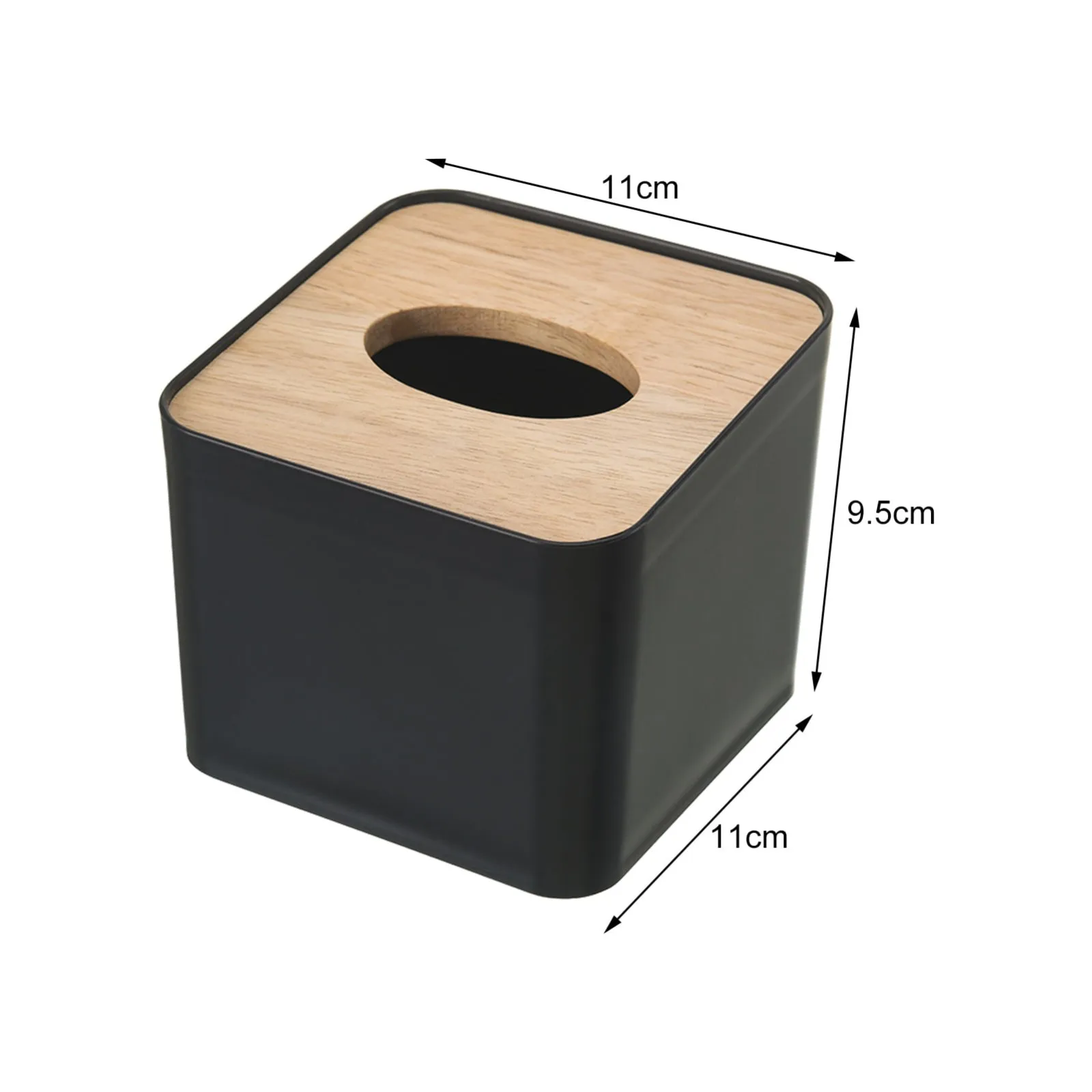 Plastic Tissue Box Wooden Lid Square Napkin Holder Container Wet Tissue Paper Dispenser Case Modern Home Car Tissue Organizer - view 6