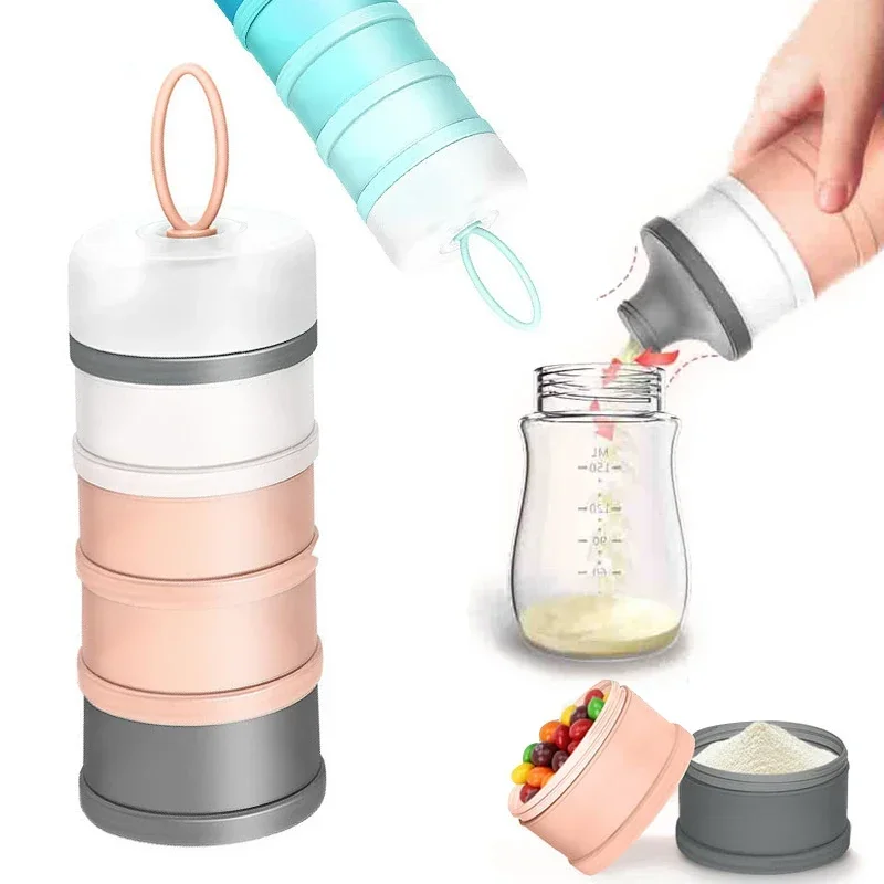 Contenitori per alimenti per bambini a 4 strati contenitore per latte in polvere impilabile per neonati Dispenser per Formula contenitore portatile per snack per bambini