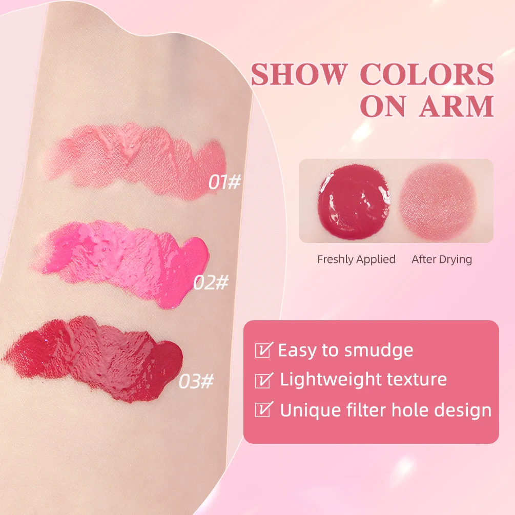 QIBEST Face Blusher ยาวนาน Silky Natural Moisturizing Blush Cream Contour Liquid Cheek Face Blush ฟองน้ําหัวแปรงเครื่องสําอาง