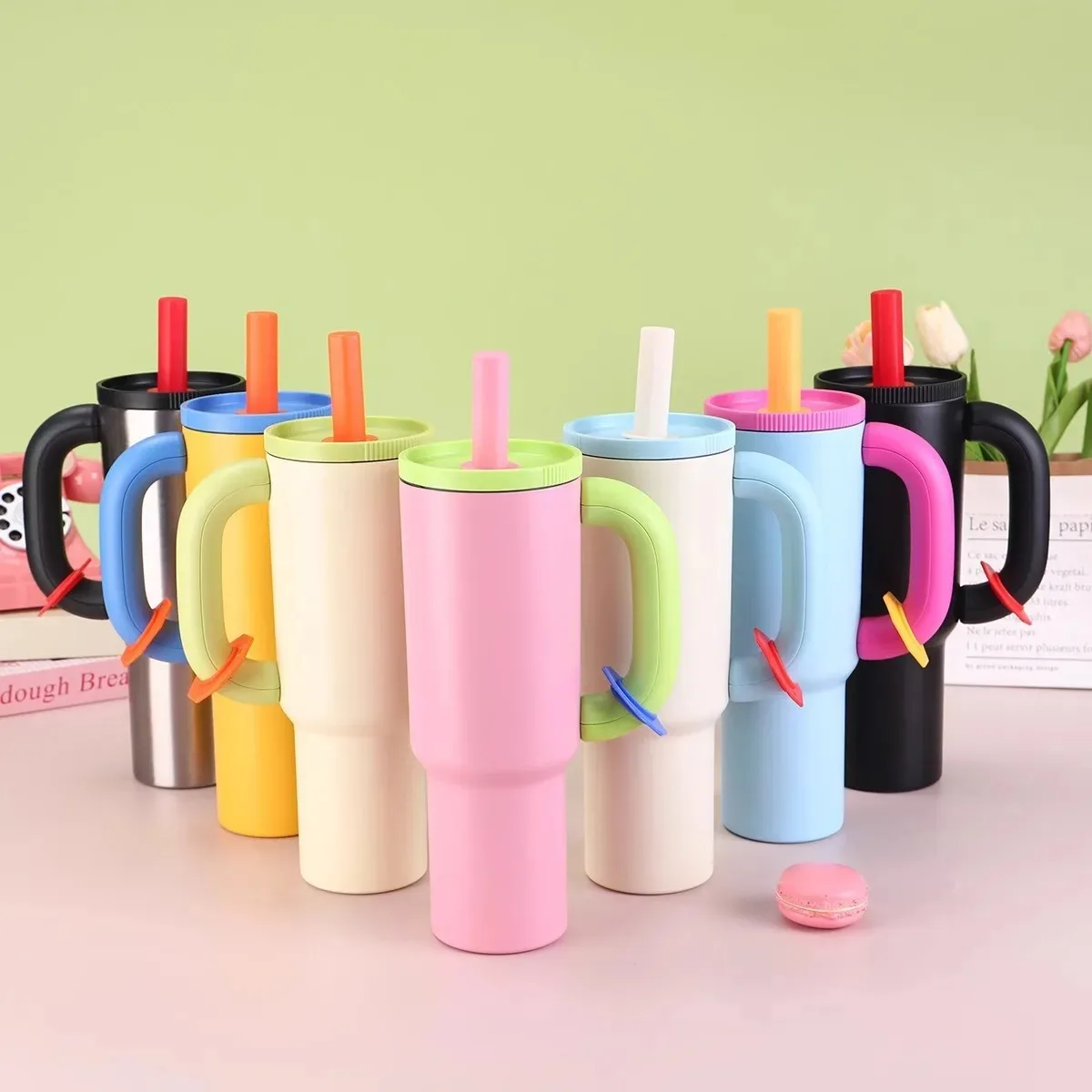 40oz 1PC Bingba Cup Car Large Capacity Portable Handle Cup Stainless Steel Insulation Coffee Insulation Cup 2026