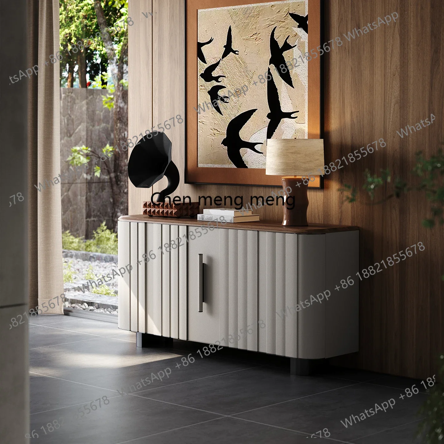 Side cabinet solid wood, living room locker, household partition high-end porch cabinet