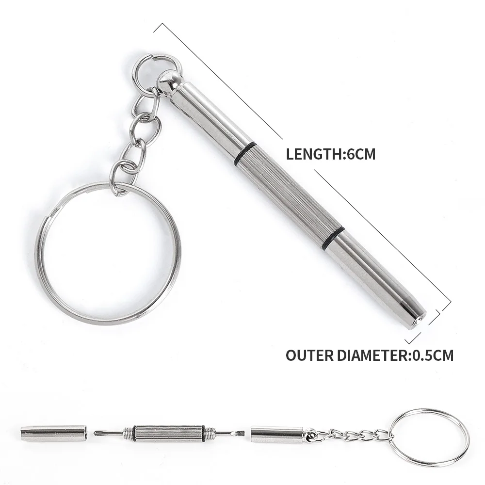 Portable Hand Steel Glasses Screwdriver Eyeglass Screwdriver Watch Repair Kit with Keychain Tools Precision Screwdriver Tools