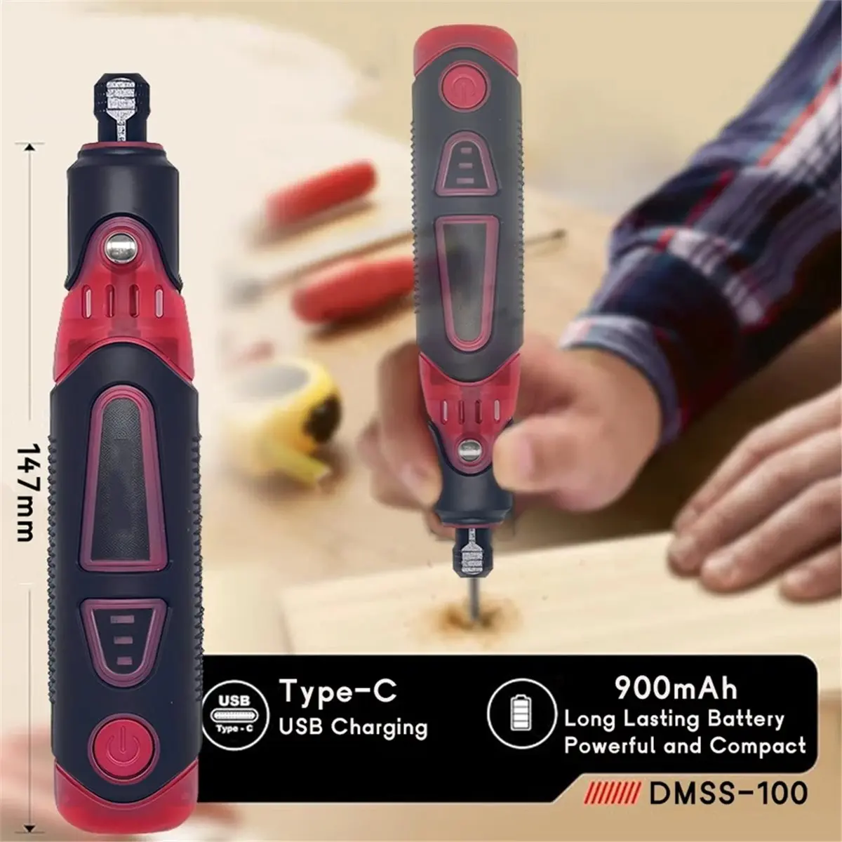 DT81 82 Accessory Engraving Pen Grinder with 3-Speed Adjustment for Grinding Honing Cutting Drilling Deburring and Polishing