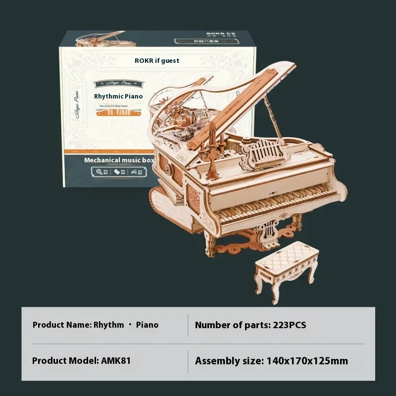 Robotime-rompecabezas 3d de Piano mágico para niños, instrumento Musical mecánico, caja de música de madera, Kit de rompecabezas, regalos de juguete