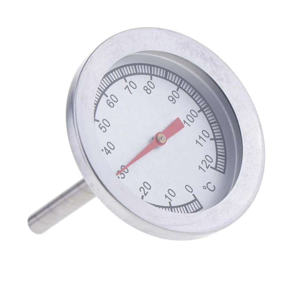 Dial Pointer Thermometer 0-120 ℃ 1pc Barbecue Charcoal Frying Silver Smoke Temperature Measurement Heating Milk
