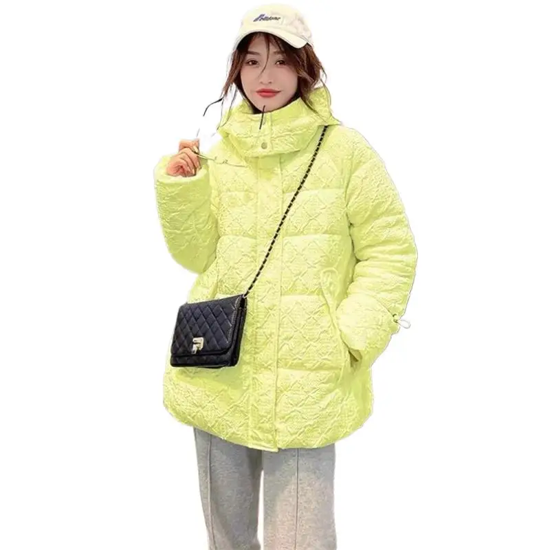 Candy color lemon yellow pink women\'s fashionable down jacket Korean girls streetwear sweet Parkas Casual Puffer Jacket