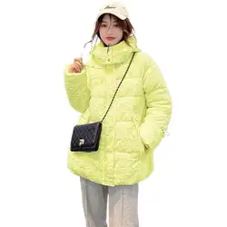 Candy color lemon yellow pink women's fashionable down jacket Korean girls streetwear sweet Parkas Casual Puffer Jacket