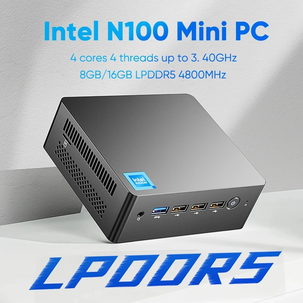 Мини-ПК 12-го поколения Alder Lake Intel N100 Windows 11 Pro настольный компьютер LPDDR5 8 ГБ/16 ГБ 4800 Гц 2x4K HDMI2.0 DP 4 * USB двухдиапазонный WiFi