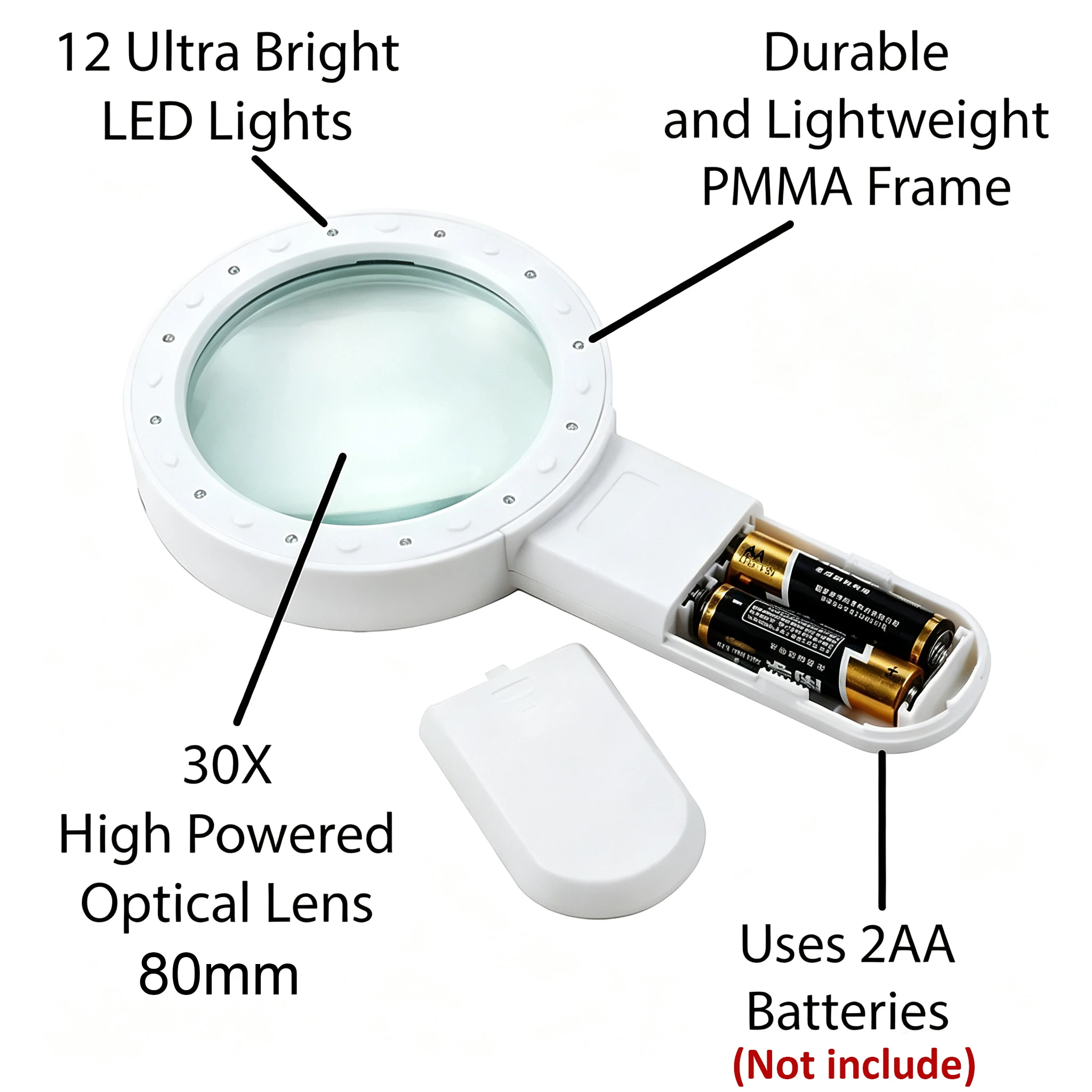 แว่นขยายมือถือ 30X พร้อมไฟ LED - Body Jewelry Websites บทวิจารณ์และราคา