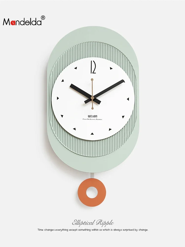Punch-free household 2022 new wall clock living room wall decoration clock creative simple European clock