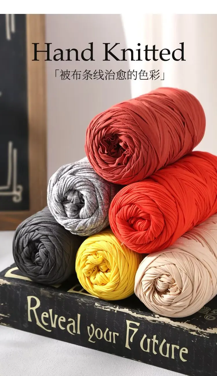 200 g/Stück Stoffgarn, Polyester, Häkel-T-Shirt-Garn, DIY-Basteln, Häkeln, Stricken – Taschen, Kissen, Puppen, Körbe 50 m/54 Yards – Detail 13