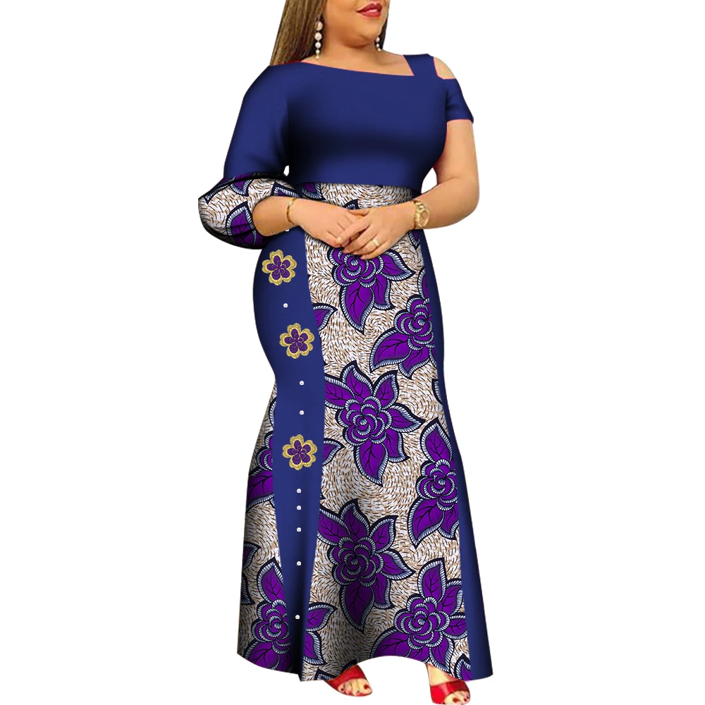 

Maxi African Dress for Women Peals Elegant Wedding Ankara Wax Print Party Dress African Print Dresses for Women WY8292