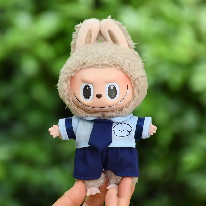 17cm Mini peluche vestiti delle bambole accessori per l'abbigliamento per la corea Kpop Exo Labubu Idol Dolls studente uniforme cartoon tuta abbigliamento