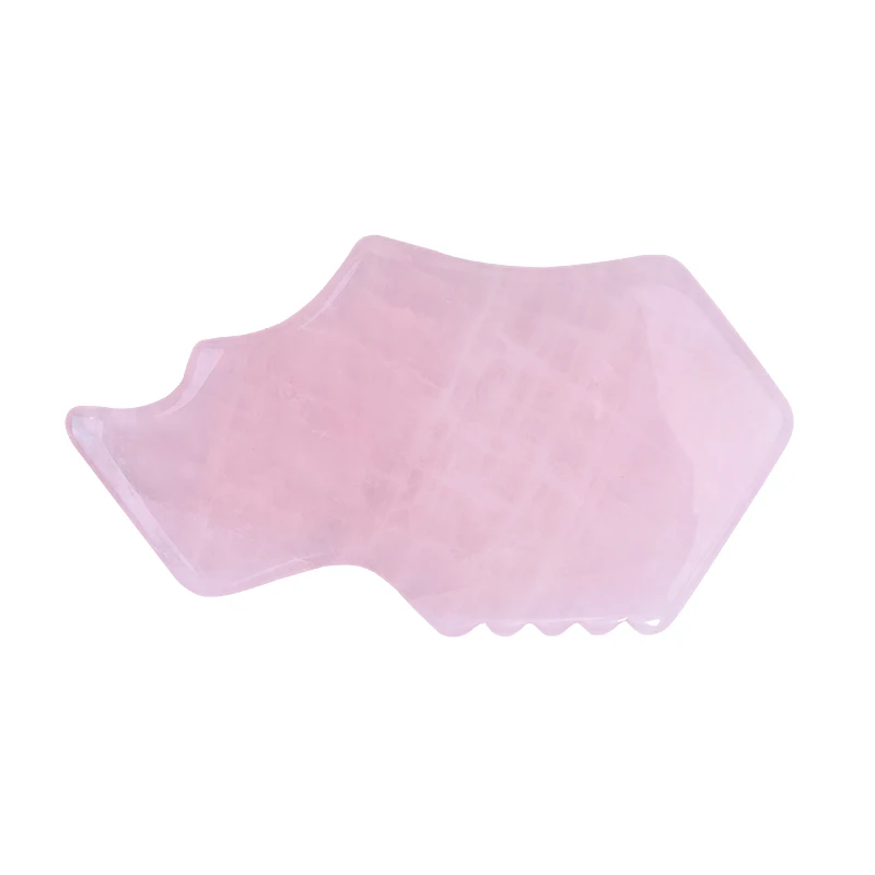 

Массажер для лица и тела из натурального розового кварца JEAXI, 110*58*6 мм, скребок Гуаша из нефрита