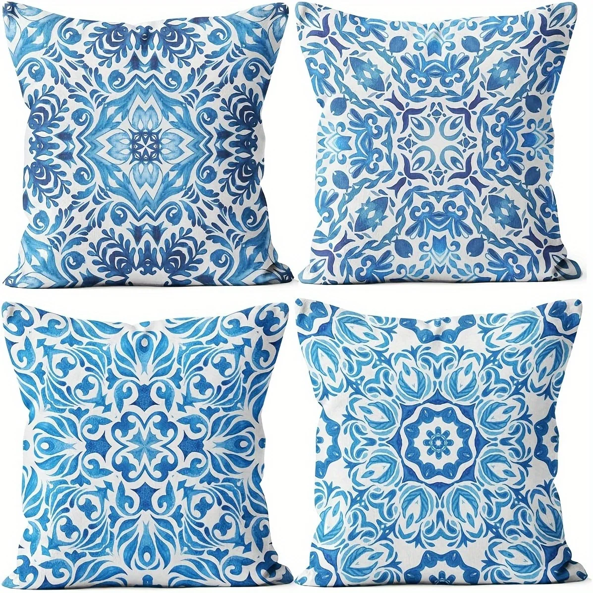 

Home Decor Blue And White Ornate Patterned Pillow Covers Pattern Cushion Cover Suitable For Sofa Bedroom Car Pillow Cover