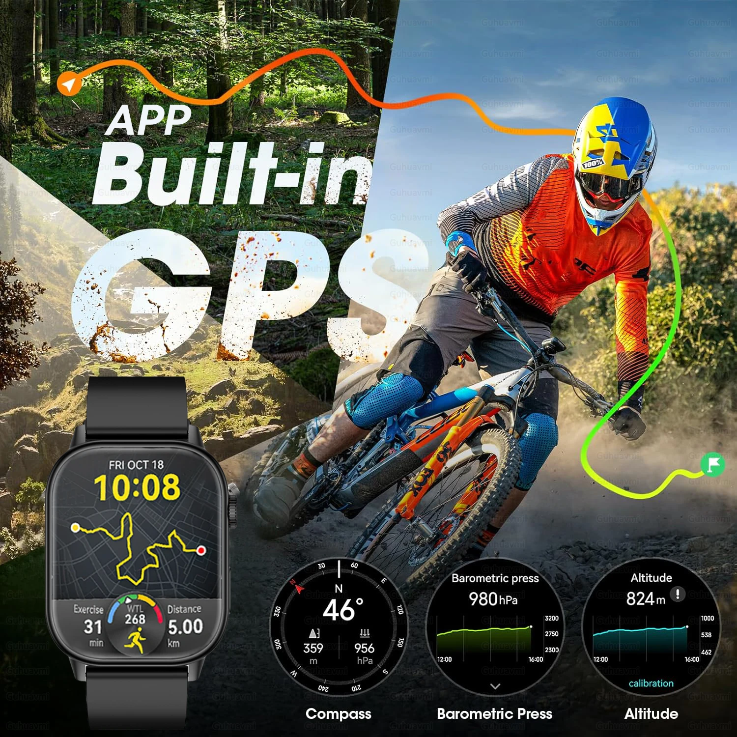 Для Huawei Xiaomi военные GPS умные часы мужские 2.01 "HD AMOLED компас водостойкий спортивный трекер на открытом воздухе Bluetooth умные часы с вызовом
