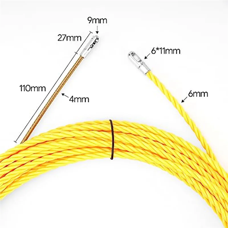 AA84 벽 라인 스레더를 통한 피쉬 테이프 풀러 OD 6mm 플러스 낚시 라인 패스너(스틸 로프 포함) 50Ft(15M)
