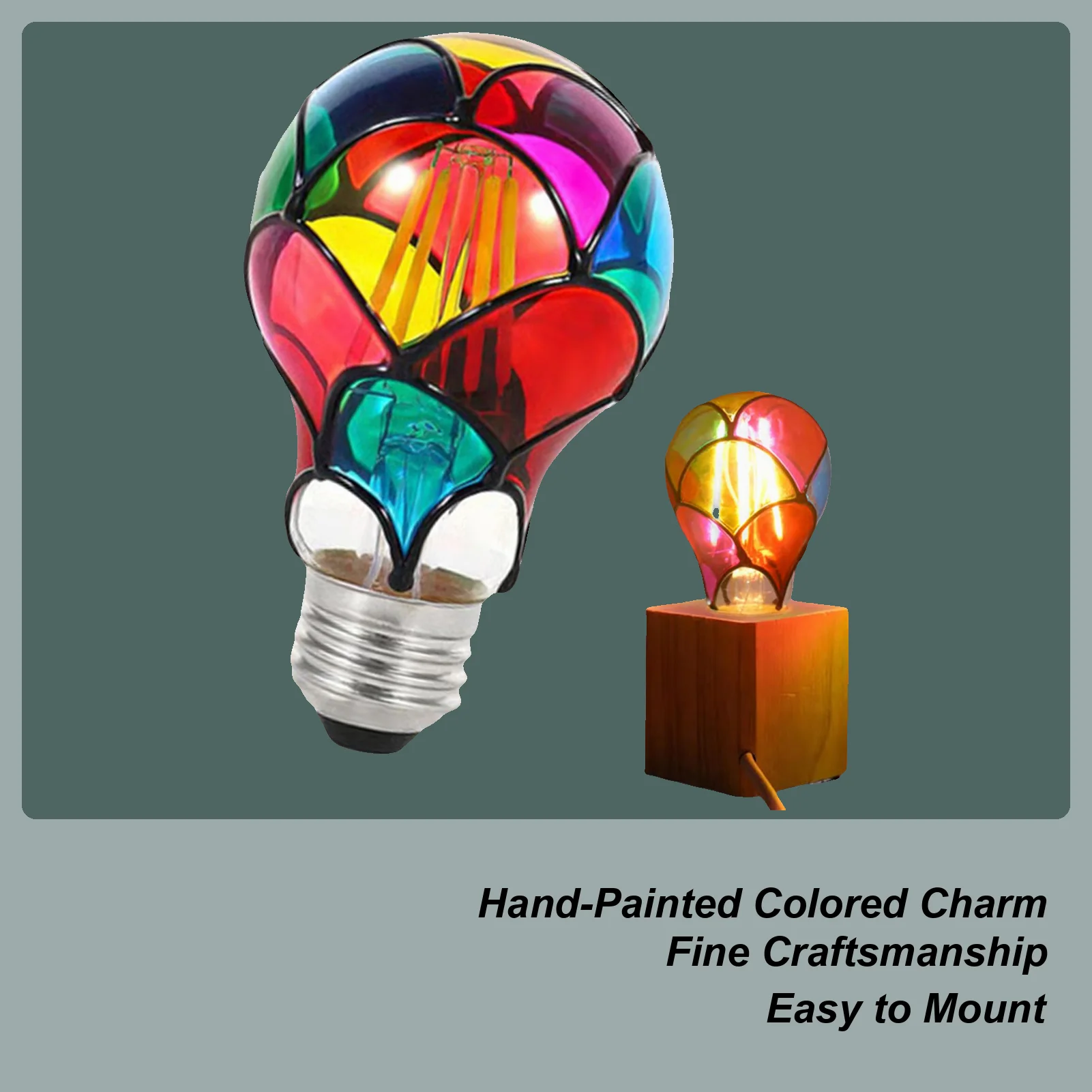 

6 Вт витражные лампы E26, цоколь, лампа для внутренней комнаты, сада, балкона, ресторана, магазина, бара, карнавала, рождественской вечеринки