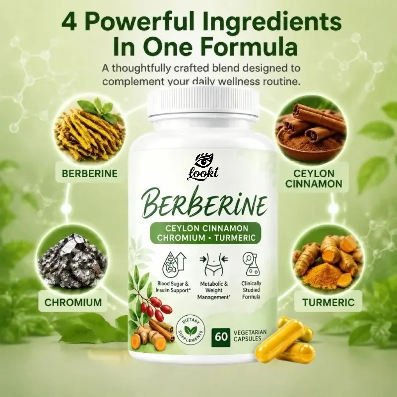 Berberine Complex Containing Ceylon Cinnamon and Turmeric - Daily Metabolic Support 60 Capsules