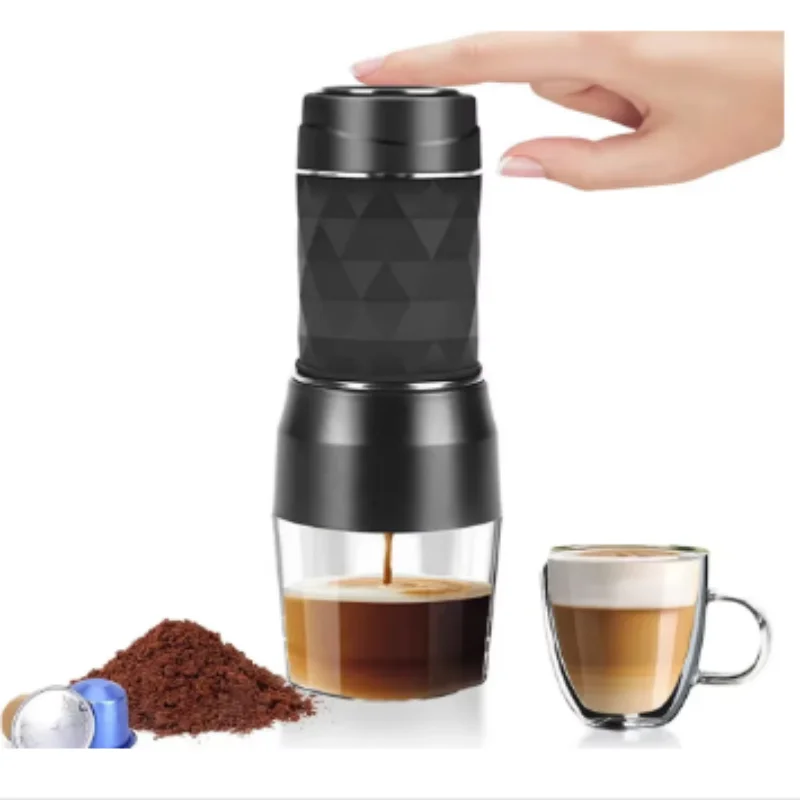 Espresso Coffee Maker Hand Press Capsule Ground Coffee Brewer Portable Coffee Machine Fit Coffee Powder and Coffee Capsule