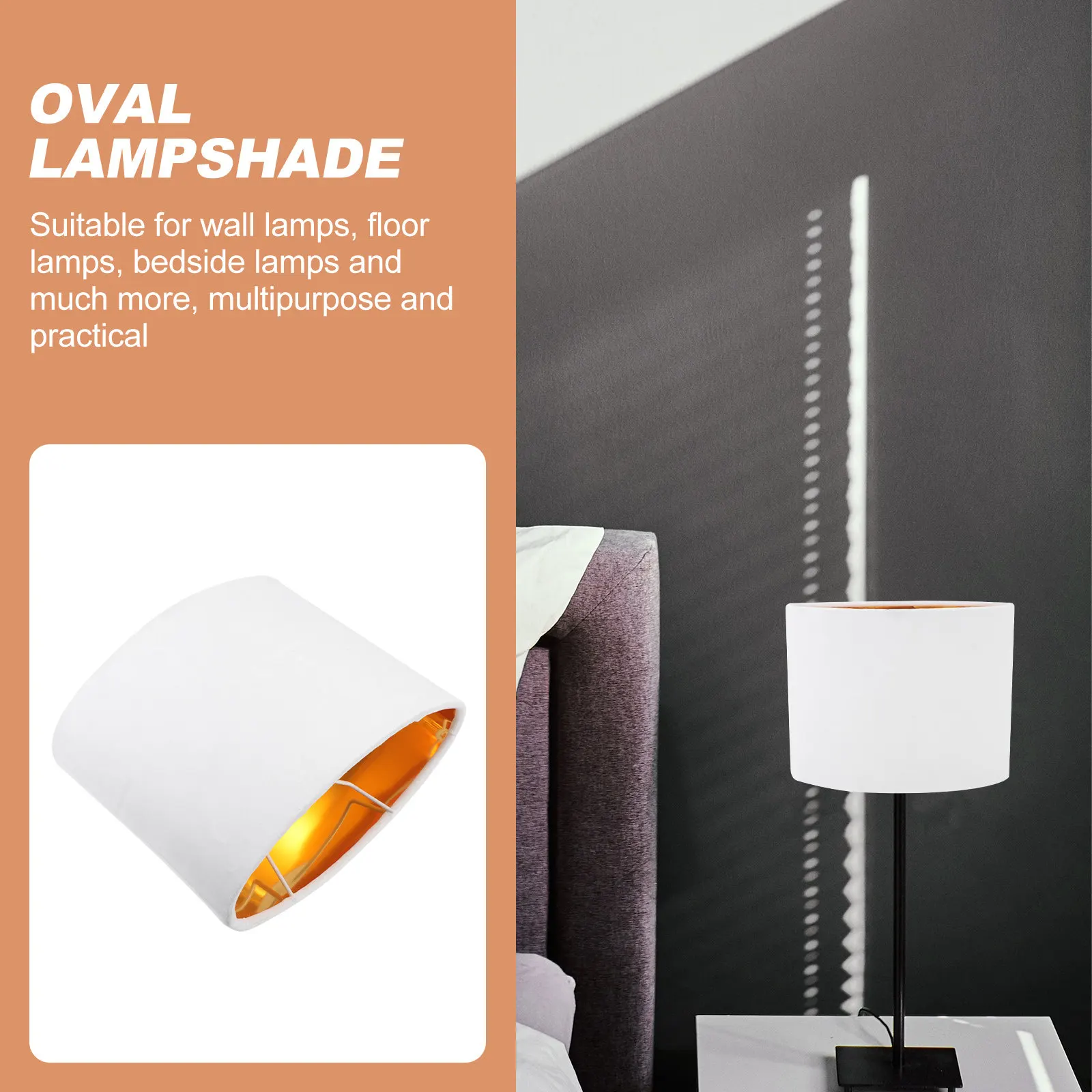 Oval Lampshade Replacement Light Cover Stable Frame for Floor Bedside Table and Desk Lamps