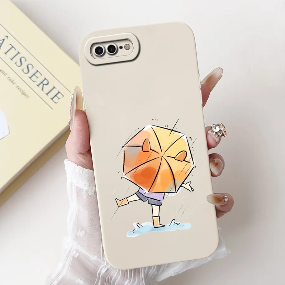 Case For Apple iPhone 7 8 Plus Cover Cute Panda Square Liquid Silicone Cases Soft Fundas Coque for iPhone 7 8 7plus 8plus Bumper