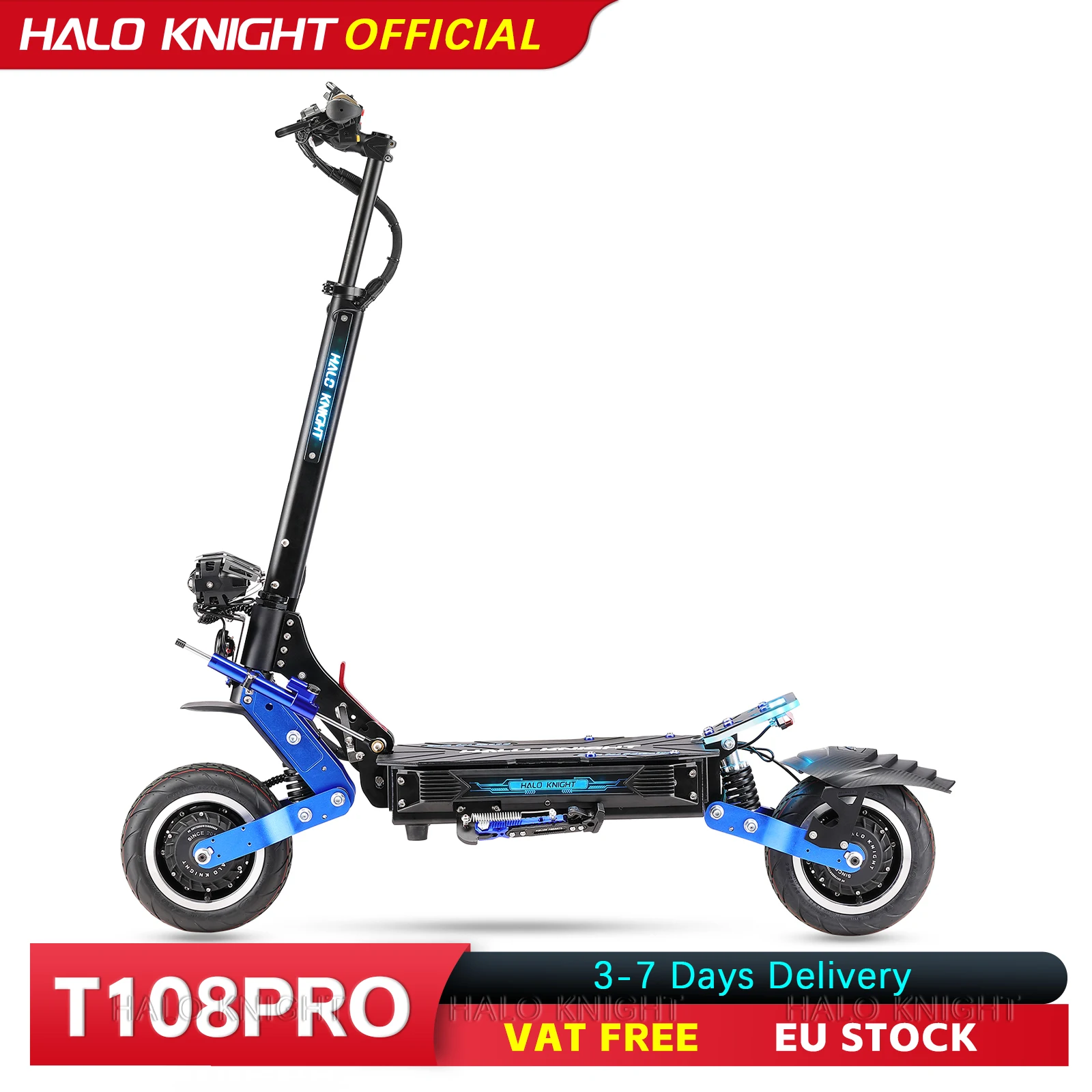 Monopattino Elettrico Pieghevole HALO KNIGHT T108Pro 6000W per Adulti, Doppio Motore, 95KM/H, Potente E-scooter 60V 38.4Ah