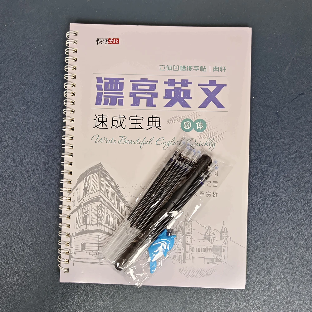 Escritura cursiva de letras en inglés, cuaderno de caligrafía para adultos y niños, libros de palabras de práctica de ranura de ejercicio, juguetes de dibujo