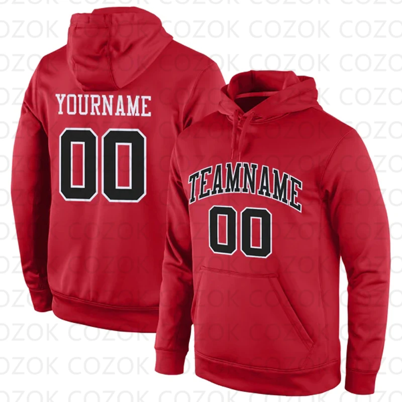 Customized Hoodies Red White Colour Jersey 3D Printed  Unisex Pullovers Hoodie Casual Sweatshirts