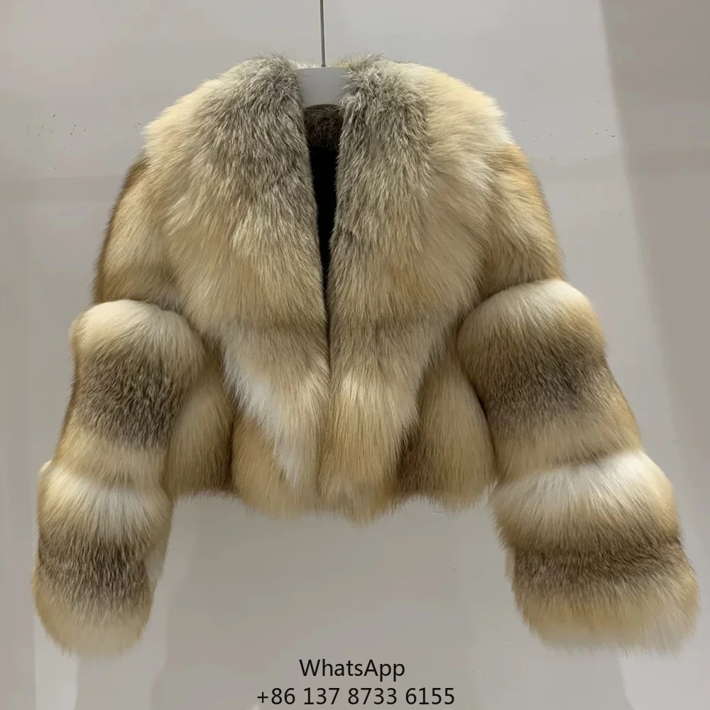 

Женские зимние шубы из натурального меха: пушистая шуба из цельного меха, модная уличная одежда, шуба из натурального лисьего меха для женщин