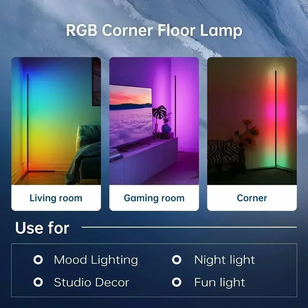 Imagem -04 - Controle de Voz Rgb Canto Lâmpada do Assoalho Bluetooth Led Iluminação para Sala Quarto Home Decor Dimmable Mudando a Cor Mood Light