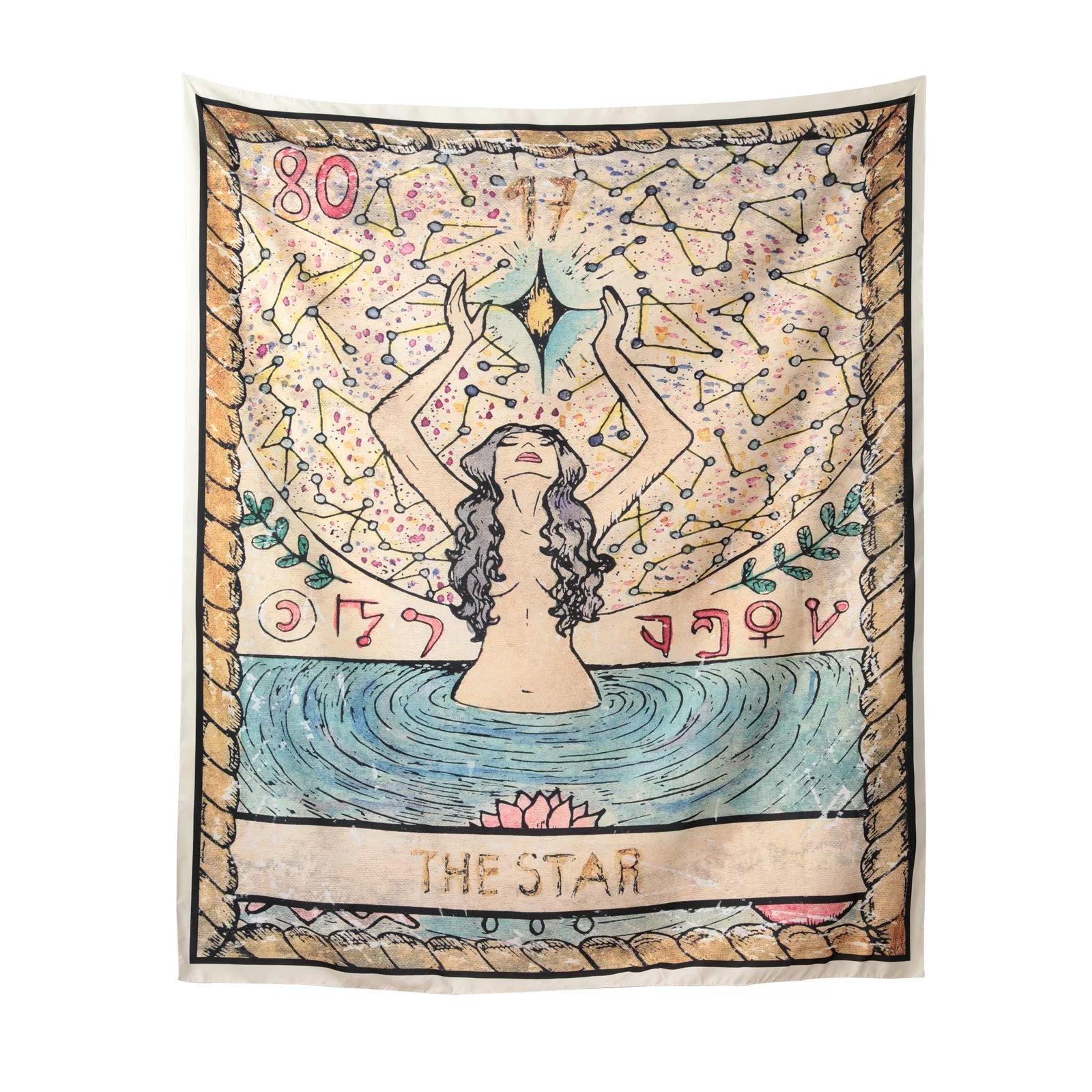 VIKAMA The Sun Tarot Card Tapestry, Vintage Mystical Art Wall Hanging, Soft Polyester Tapestry for Bedroom Meditation Room Decor