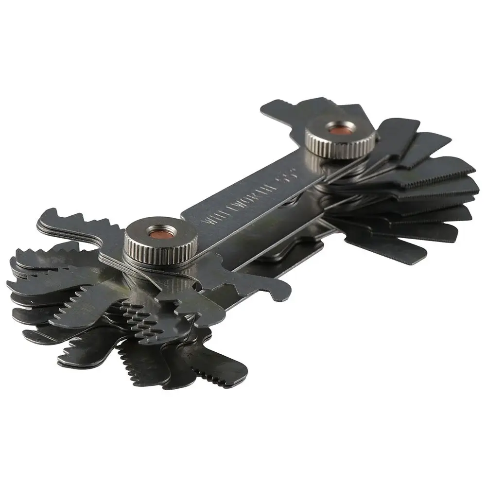 Medidor  paso  rosca  tornillo  acero inoxidable, herramienta  medición métrica e Imperial, calibre  medición  ros