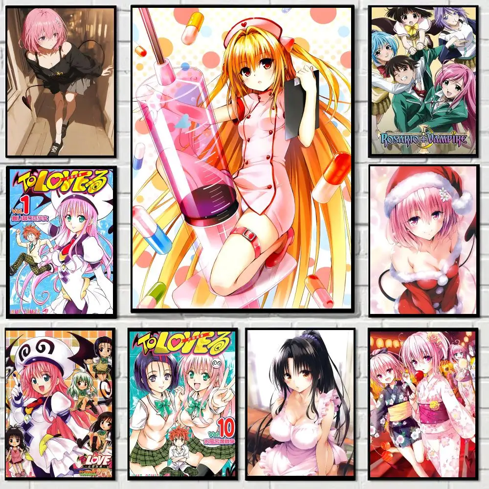 Anime T-To Love-Ru Poster Self-adhesive Decal Living Room Bedroom Party Bar Decor Moisture-proof Fade-resistant