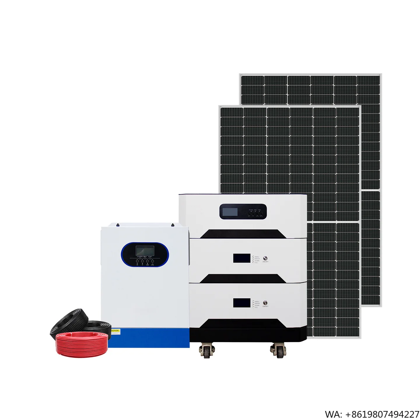 Armoire de stockage d'énergie solaire hors réseau 10KWH 20KWH avec onduleur hybride et batterie au lithium empilable pour panneaux solaires