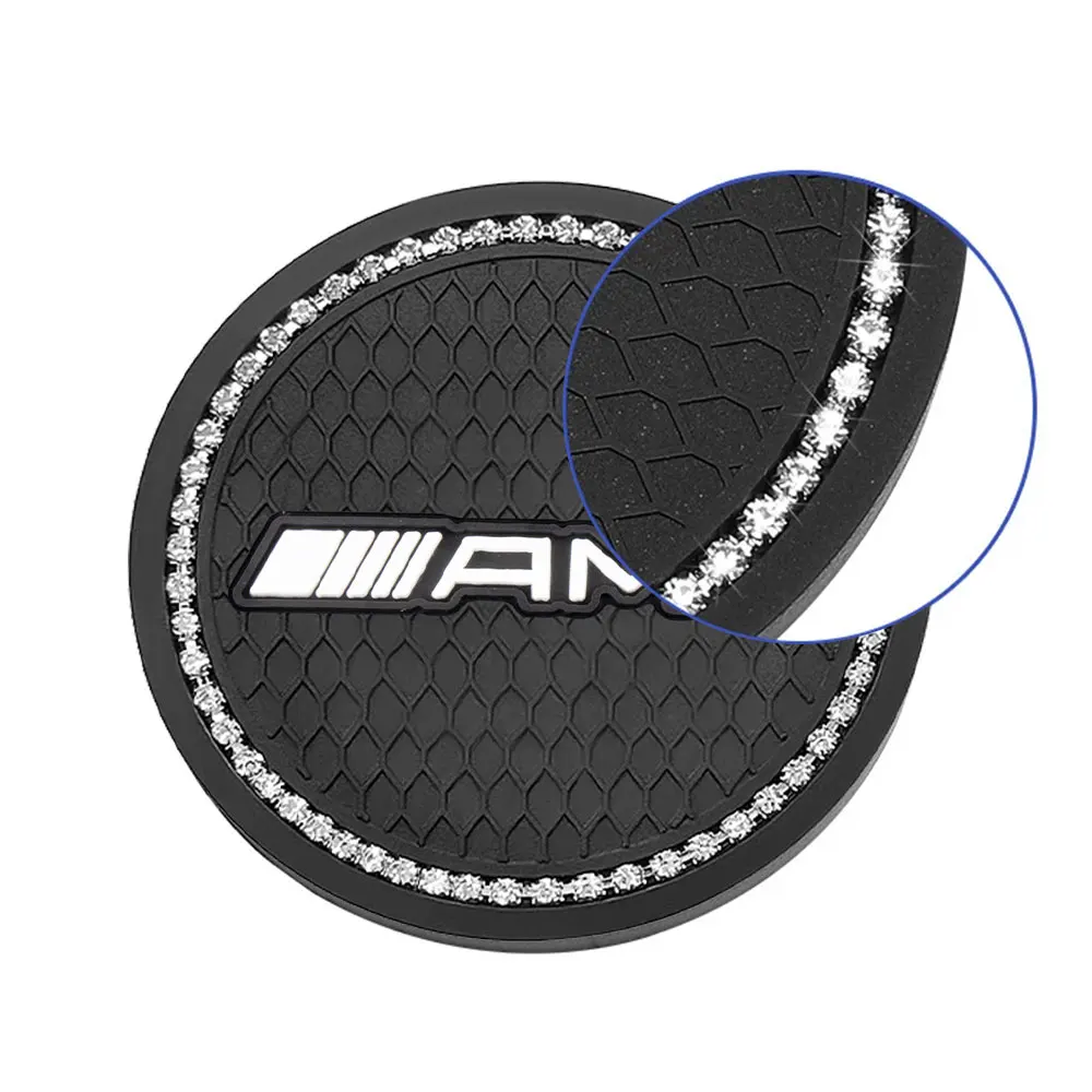 1/2Pcs Diamond Non-slip Mat Water Cup Slot Rubber Pad For Mercedes Benz AMG A B C D M S R G Class GLA GLB W124 W176 C260 C300